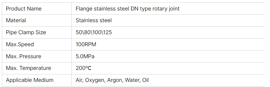 stainless steel rotary union specification